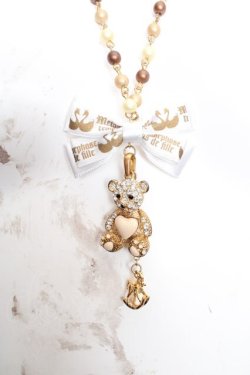 画像1: metamorphose / リボン＆くまちゃんネックレス  ゴールド O-26-03-27-1041-ME-AC-OW-OS