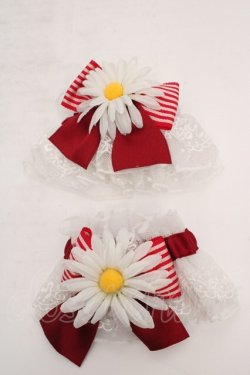 画像1: metamorphose / Flowerチュールカフス  シロ×アカ O-26-03-27-1055-ME-ZA-OW-OS