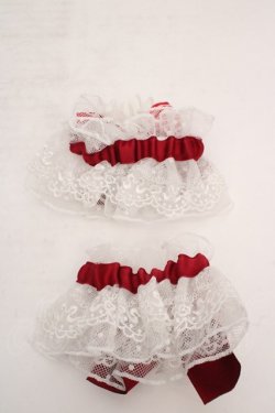 画像2: metamorphose / Flowerチュールカフス  シロ×アカ O-26-03-27-1055-ME-ZA-OW-OS