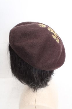 画像2: m petit by misako / ロゴ刺繍入りバスクベレー  ブラウン O-26-03-27-1018-LO-AC-IG-OS