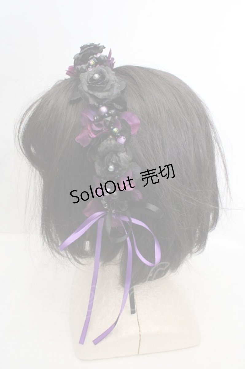 画像2: Atelier Beatrice / ローズパールカチューシャ  ブラック×パープル O-26-03-27-1024-GO-AC-IG-OS (2)