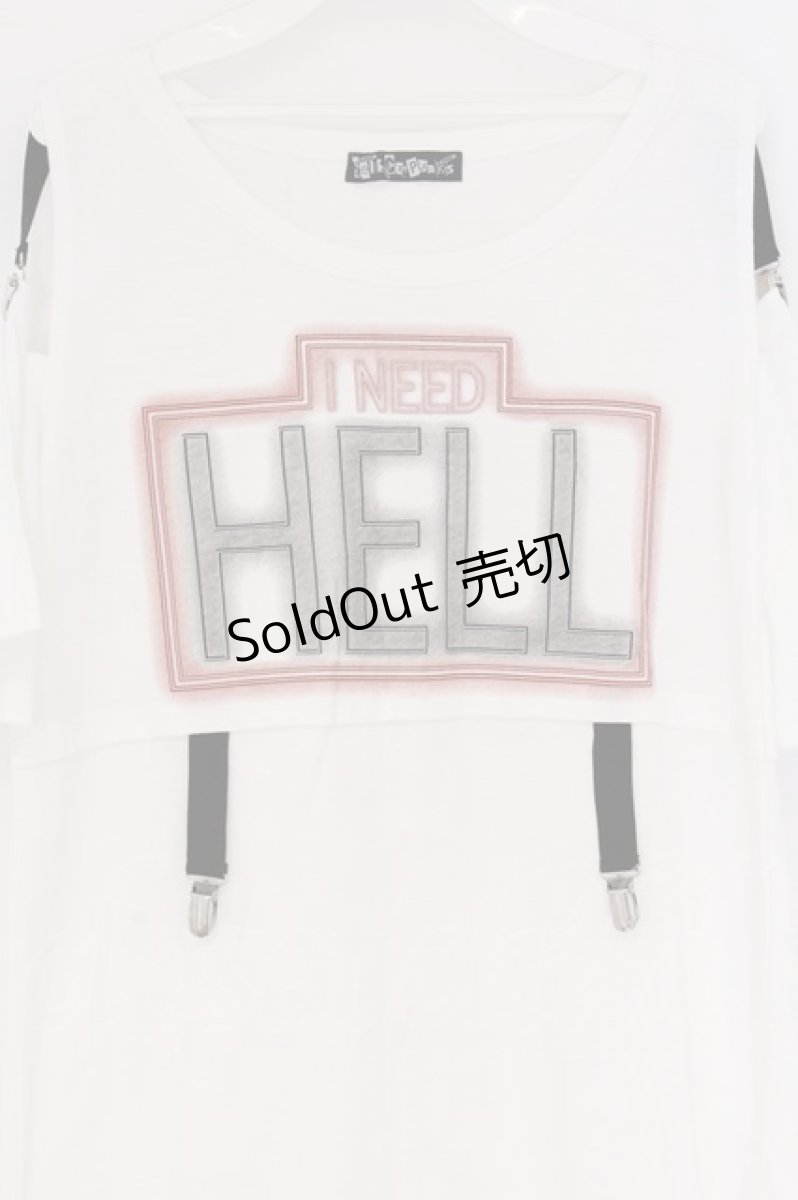 画像2: HELL CAT PUNKS / I NEED HELL オープンショルダーTシャツワンピース  ホワイト O-26-03-27-001-PU-TO-OW-ZT0405M (2)