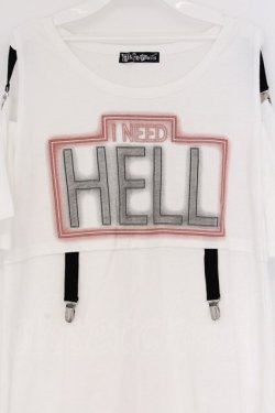 画像2: HELL CAT PUNKS / I NEED HELL オープンショルダーTシャツワンピース  ホワイト O-26-03-27-001-PU-TO-OW-OS