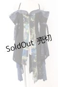 Qutie Frash / オフショルベルトカーディガン  ブラック×ブルー O-26-03-27-064-QU-JA-IG-OS