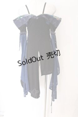 画像4: Qutie Frash / オフショルベルトカーディガン  ブラック×ブルー O-26-03-27-064-QU-JA-IG-OS