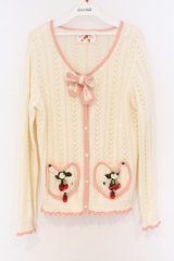 PINK HOUSE / 苺モチーフ使いカーディガン  オフシロ×ピンク O-26-03-27-009-LO-TO-IG-OS