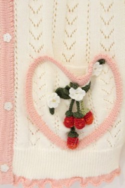 画像2: PINK HOUSE / 苺モチーフ使いカーディガン  オフシロ×ピンク O-26-03-27-009-LO-TO-IG-OS