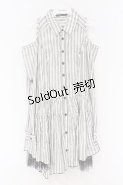 画像1: ALGONQUINS / オフショルダーシャツワンピース  ホワイト×ブラック O-26-03-27-011-AL-OP-IG-OS