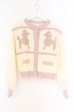 画像1: merry jenny / poodleニットカーディガン  オフシロ×ピンク O-26-03-27-013-LO-TO-IG-OS