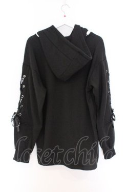 画像3: NieR Clothing / 防寒裏起毛SLEEVE ZIP×LACE-UP ZIP OUTER パーカー  ブラック O-26-03-27-020-PU-TO-IG-OS