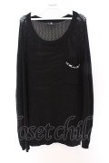 NieR Clothing / 胸ポケット付きメッシュニット【×××】  ブラック O-26-03-27-021-PU-TO-IG-OS