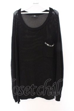 画像1: NieR Clothing / 胸ポケット付きメッシュニット【×××】  ブラック O-26-03-27-021-PU-TO-IG-OS