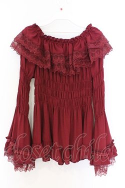 画像3: ATELIER PIERROT / Shirring princess sleeve blouse  ワイン O-26-03-27-027-EL-BL-IG-OS