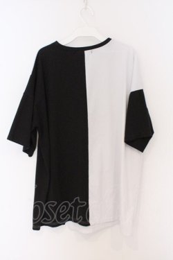 画像3: HELL CAT PUNKS / 切り替えアシメビッグTシャツ  ブラック×ホワイト O-26-03-27-003-PU-TO-OW-OS
