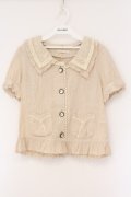 axes femme / レース使い半袖シャツジャケット M アイボリー O-26-03-29-004-AX-BL-YM-OS