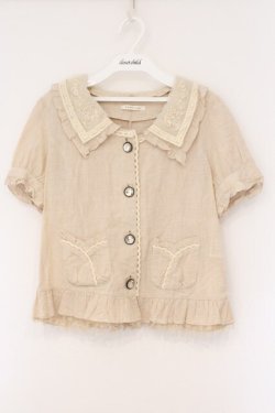 画像1: axes femme / レース使い半袖シャツジャケット M アイボリー O-26-03-29-004-AX-BL-YM-OS