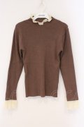 axes femme / レース配色テレコカットソー M ブラウン O-26-03-29-035-AX-TO-YM-OS