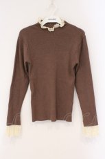 画像1: axes femme / レース配色テレコカットソー M ブラウン O-26-03-29-035-AX-TO-YM-ZT121 (1)