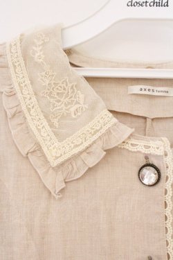 画像2: axes femme / レース使い半袖シャツジャケット M アイボリー O-26-03-29-004-AX-BL-YM-OS