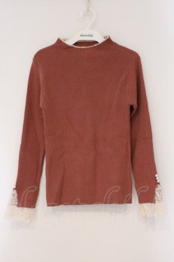 画像1: axes femme / 吸湿発熱袖レースニットプルオーバー F ピンクベージュ O-26-03-29-038-AX-TO-YM-OS