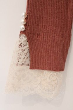 画像2: axes femme / 吸湿発熱袖レースニットプルオーバー F ピンクベージュ O-26-03-29-038-AX-TO-YM-OS