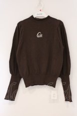 画像1: axes femme / ロゴ刺繍ボリューム袖ニット F ブラウン O-26-03-29-039-AX-TO-YM-ZT122 (1)