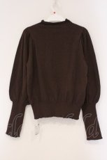 画像3: axes femme / ロゴ刺繍ボリューム袖ニット F ブラウン O-26-03-29-039-AX-TO-YM-ZT122 (3)