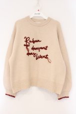 画像1: axes femme / ワード刺繍ワイドニット F アイボリー O-26-03-29-041-AX-TO-YM-ZT010 (1)
