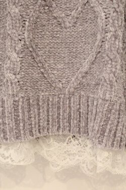 画像2: axes femme / 裾レースベロアモールニット F グレー O-26-03-29-044-AX-TO-YM-OS