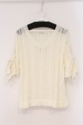axes femme / 袖ドロスト透かし柄ニットプルオーバー F アイボリー O-26-03-29-046-AX-TO-YM-OS