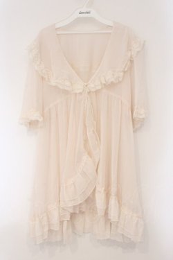 画像1: axes femme / レース×チュール楊柳ガウン F ベージュ O-26-03-29-047-AX-TO-YM-OS