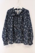 axes femme / フリルリボンブラウスプルオーバー M ネイビー O-26-03-29-048-AX-BL-YM-OS