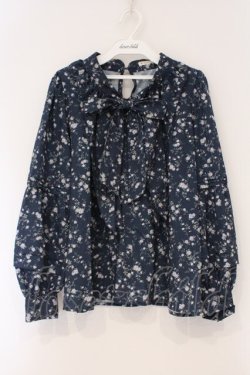 画像1: axes femme / フリルリボンブラウスプルオーバー M ネイビー O-26-03-29-048-AX-BL-YM-OS