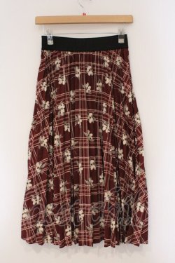画像3: axes femme / フラワーチェック総柄プリーツスカート F エンジ O-26-03-29-053-AX-SK-YM-OS