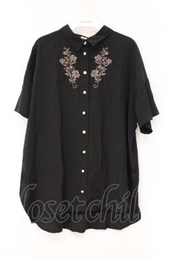 画像1: axes femme / 刺繍入り半袖ワイドブラウス F クロ O-26-03-29-054-AX-BL-YM-OS