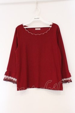 画像1: axes femme / カラー刺繍チュールレースプルオーバー F アカ O-26-03-29-056-AX-TO-YM-OS