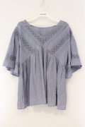 axes femme / レースＸタックデザインチュニ M ブルー O-26-03-29-059-AX-TO-YM-OS
