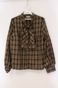 axes femme / リボンタイチェックシャツ F ブラウン O-26-03-29-062-AX-BL-YM-OS