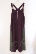 axes femme / フェイクスウェーオ切り替えハーフZIPワンピース  パープルｘグレー O-26-03-29-007-AX-OP-YM-OS