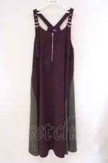画像1: axes femme / フェイクスウェーオ切り替えハーフZIPワンピース  パープルｘグレー O-26-03-29-007-AX-OP-YM-ZT275 (1)