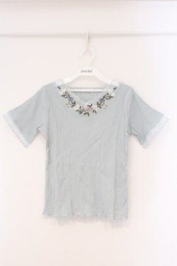 画像1: axes femme / スカラップ×刺繍リブプルオーバー M ミント O-26-03-29-073-AX-TO-YM-OS