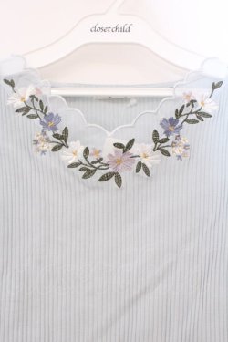 画像2: axes femme / スカラップ×刺繍リブプルオーバー M ミント O-26-03-29-073-AX-TO-YM-OS