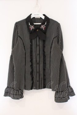 画像1: axes femme / クロスローズ刺繍ブラウス L ブラック O-26-03-29-008-AX-BL-YM-OS