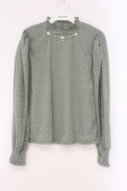 画像1: axes femme / ビジューデザイン総レースプルオーバー F グリーン O-26-03-29-076-AX-TO-YM-OS