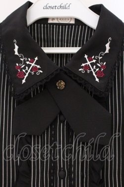 画像2: axes femme / クロスローズ刺繍ブラウス L ブラック O-26-03-29-008-AX-BL-YM-OS