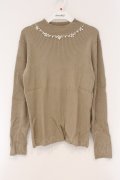 axes femme / ハイネックビジューニットプルオーバー M カーキ O-26-03-29-081-AX-TO-YM-OS