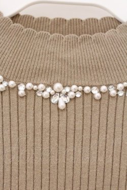 画像2: axes femme / ハイネックビジューニットプルオーバー M カーキ O-26-03-29-081-AX-TO-YM-OS