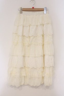 画像1: axes femme / レースフリルスカート M シロ O-26-03-29-083-AX-SK-YM-OS