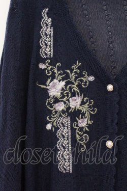 画像2: axes femme / レース×ローズ刺繍ポンチョ F ネイビー O-26-03-29-086-AX-TO-YM-OS