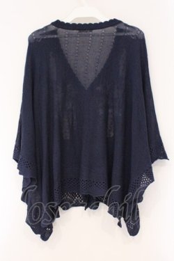 画像3: axes femme / レース×ローズ刺繍ポンチョ F ネイビー O-26-03-29-086-AX-TO-YM-OS